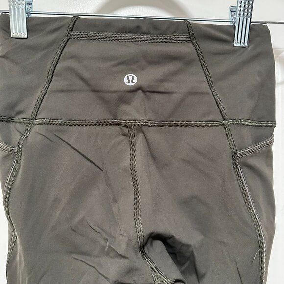 Lululemon Run The Course Crop Legging Camo Green Size 4 - Picture 6 of 9